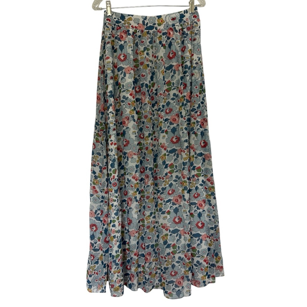 Floral A-Line Skirt - Blue and Red
